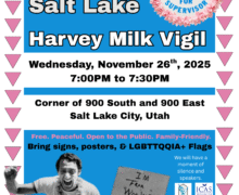 7th Annual Salt Lake Harvey Milk Vigil – November 26 2025 – 7pm to 7:30pm
